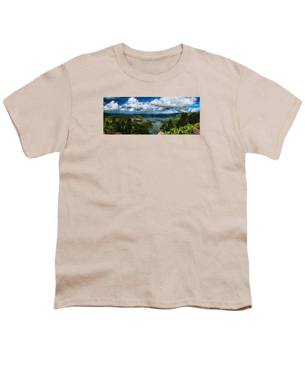 Acores Youth T-Shirt featuring the photograph LandscapesPanoramas015 by Joseph Amaral
