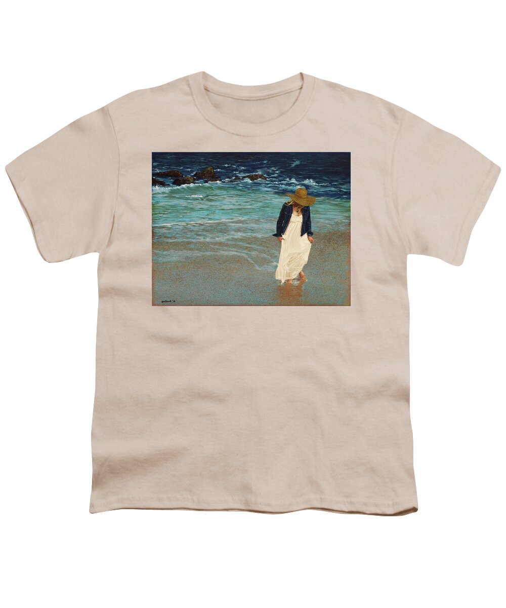 Beach Youth T-Shirt featuring the painting Leaving the Beach by Glenn Pollard