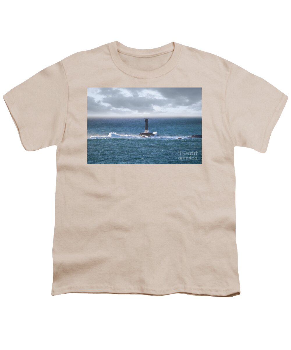 Lands End Youth T-Shirt featuring the photograph Longships Splash by Terri Waters