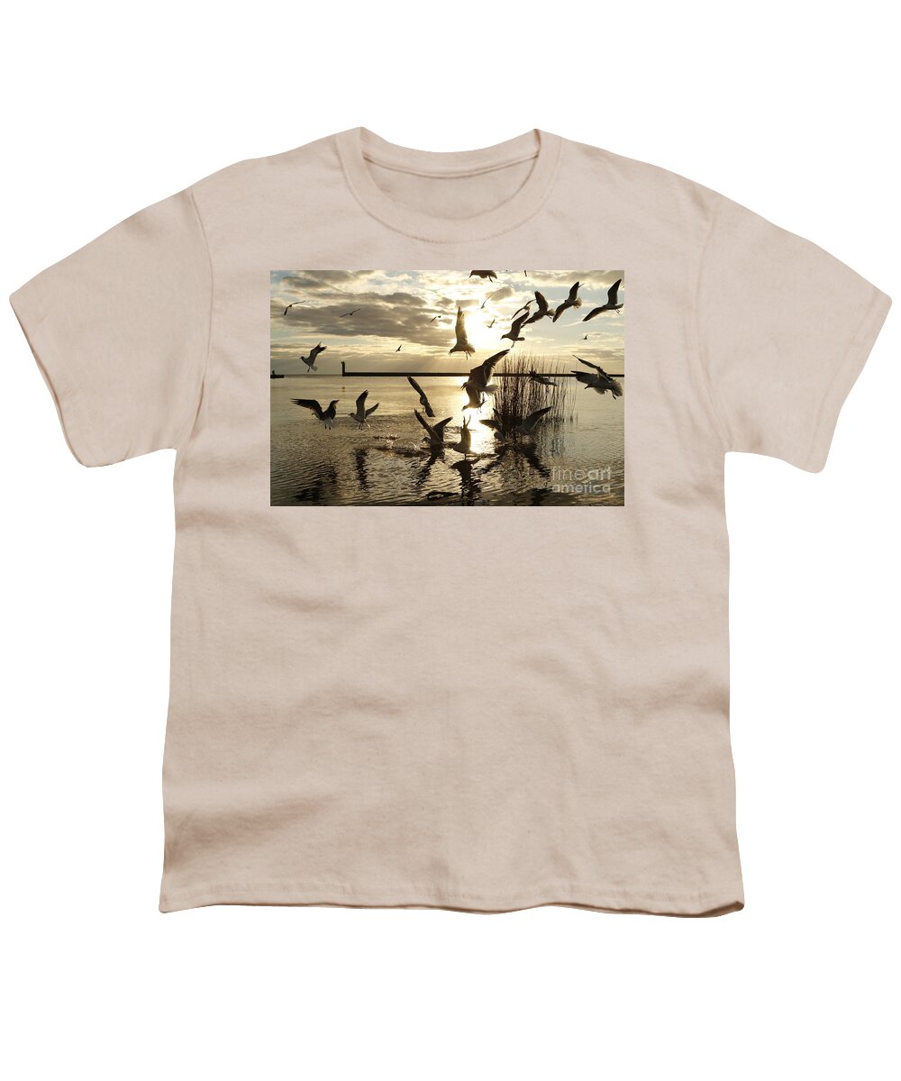 Mandeville Louisiana Youth T-Shirt featuring the photograph Mandeville Lakefront Seagulls by Luana K Perez