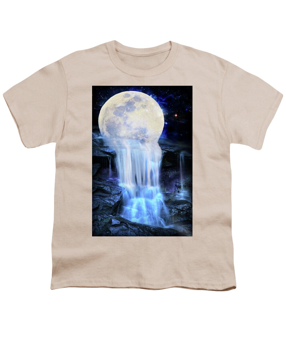 Moon Youth T-Shirt featuring the digital art Melted moon by Lilia D