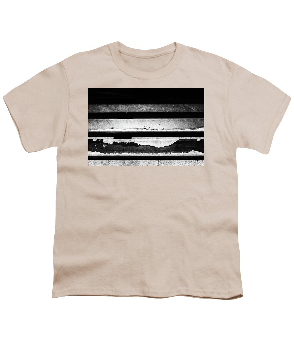 Metal Youth T-Shirt featuring the photograph Metal Beams of Broken Paint Monochrome by John Williams