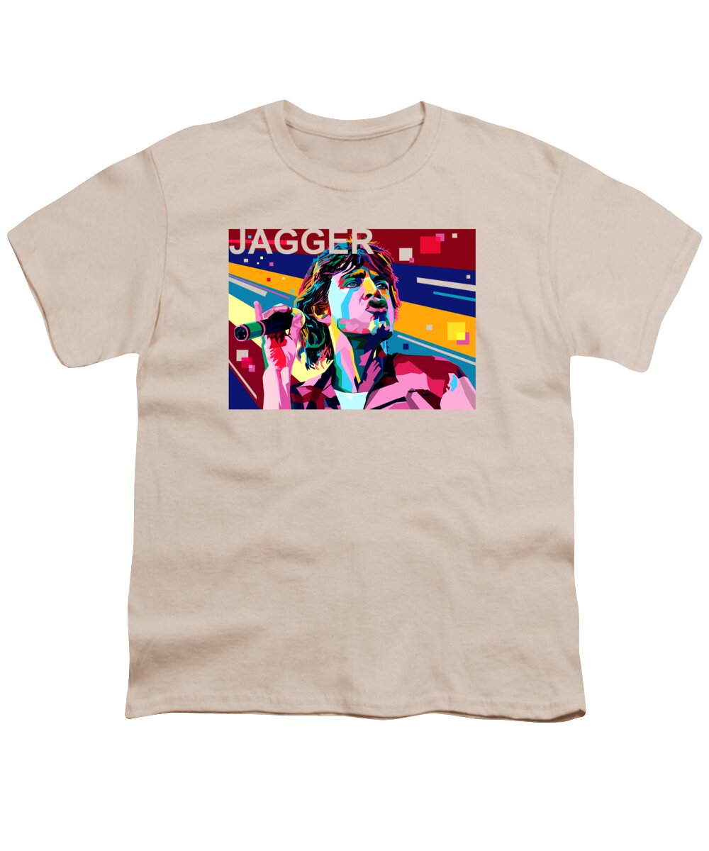 Mick Jagger Youth T-Shirt featuring the digital art Mick Jagger by Mal Bray
