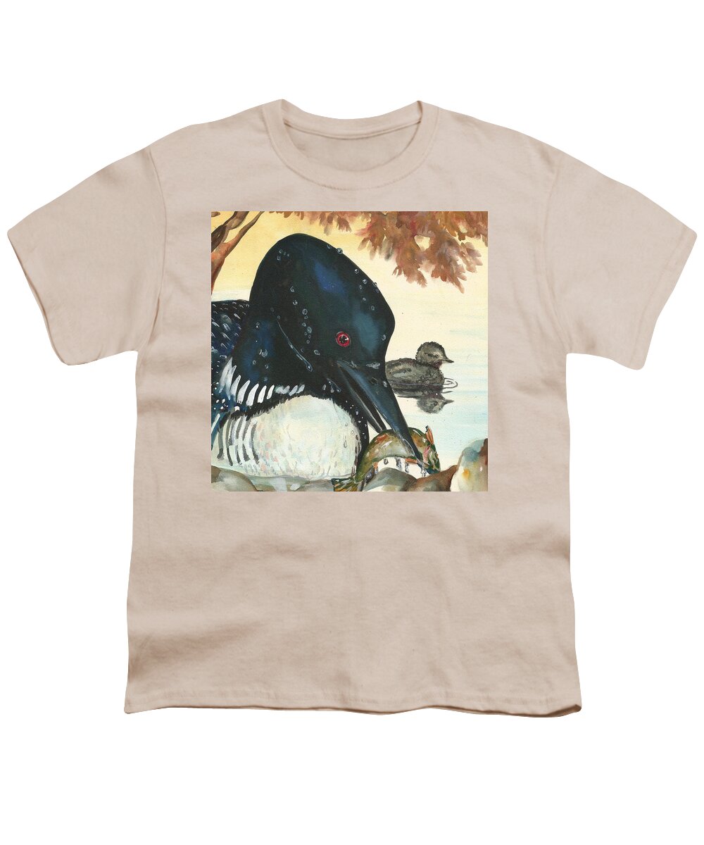 Loon Youth T-Shirt featuring the painting Miss Sunny by Sheri Jo Posselt