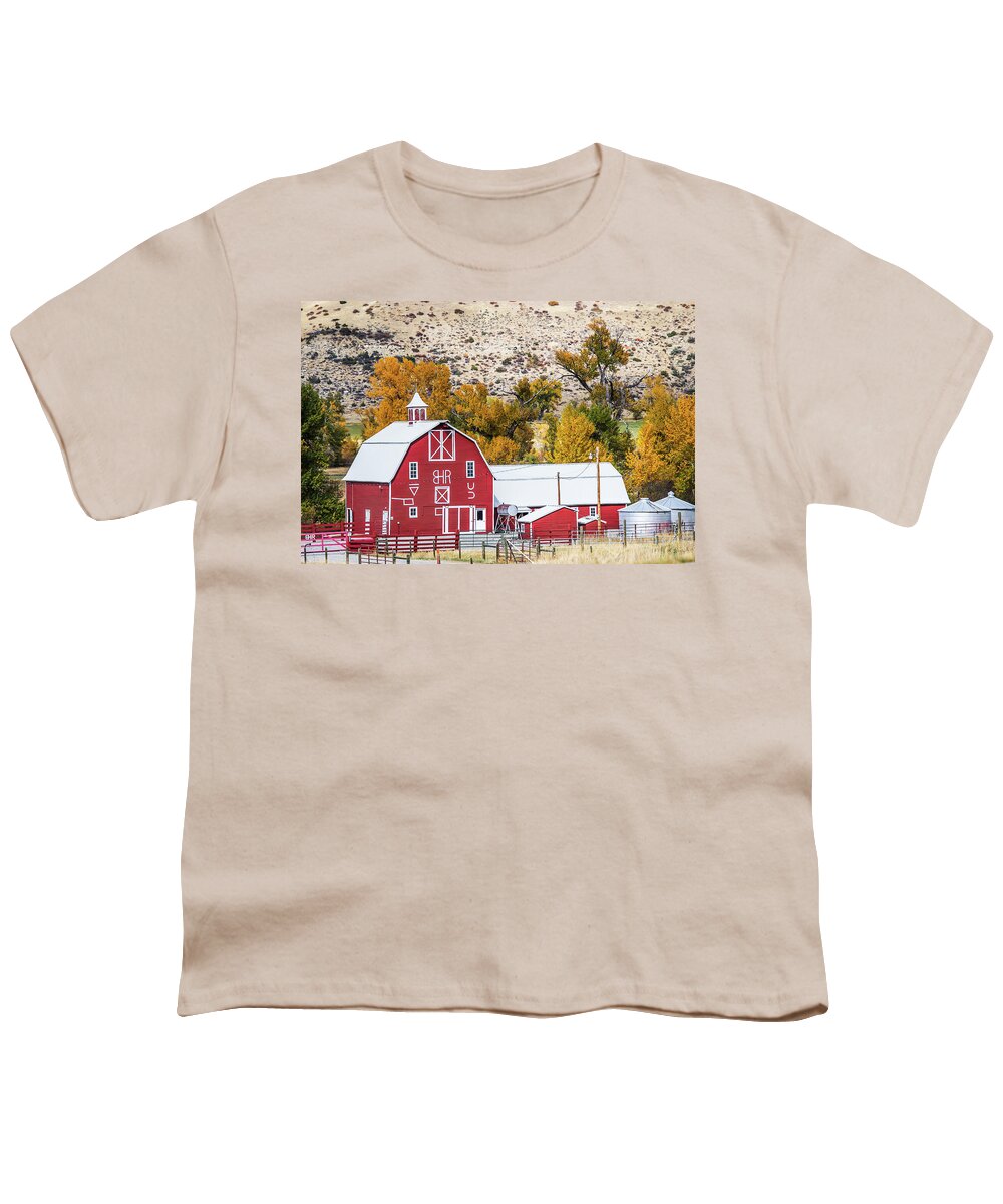 Old Barn Youth T-Shirt featuring the photograph Montana Ranch by Paul Freidlund