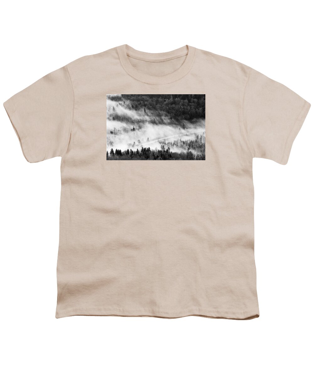 B&w Youth T-Shirt featuring the photograph Morning Fog by Ken Barrett