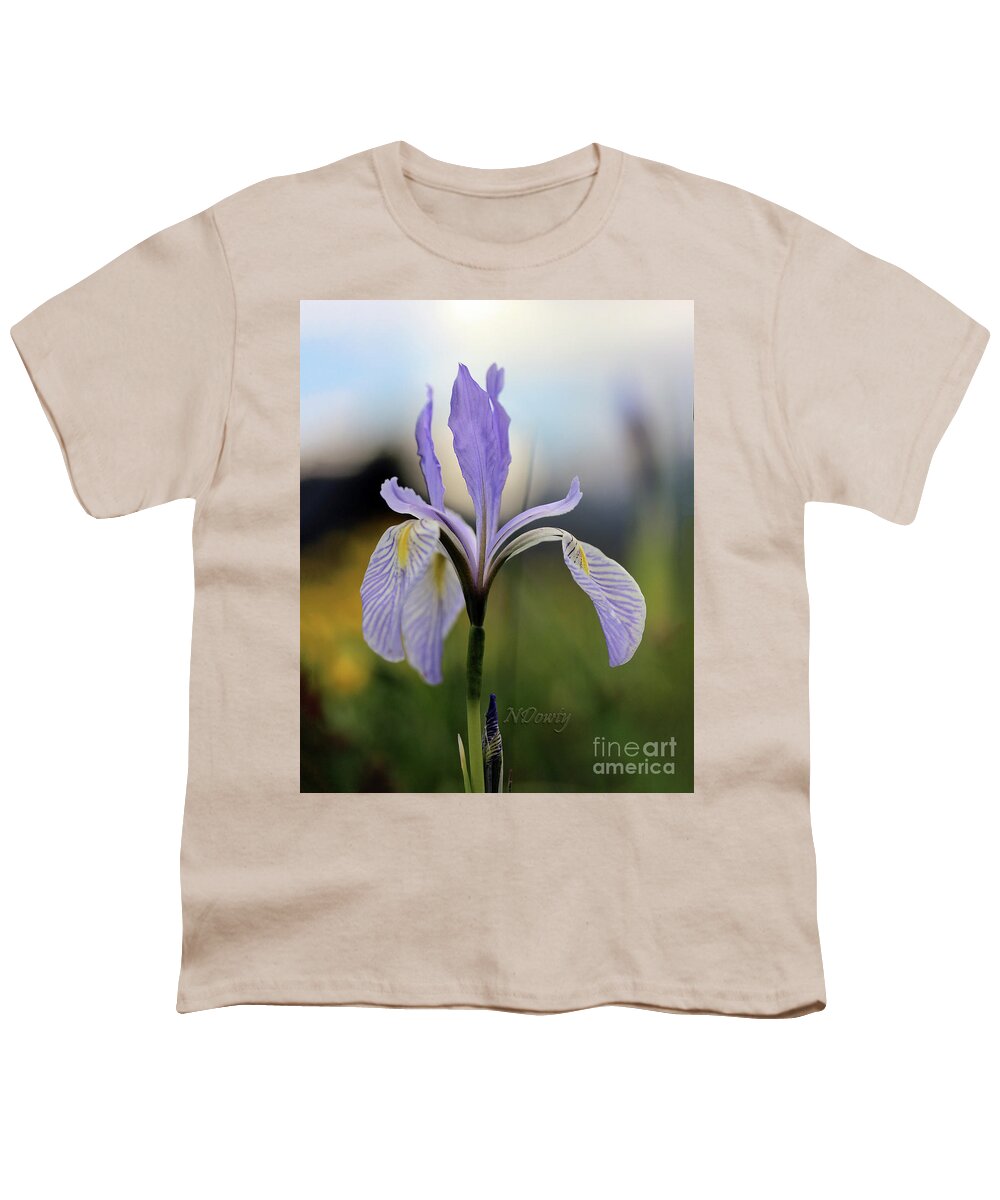 Mountain Iris With Bud Youth T-Shirt featuring the photograph Mountain Iris with Bud by Natalie Dowty