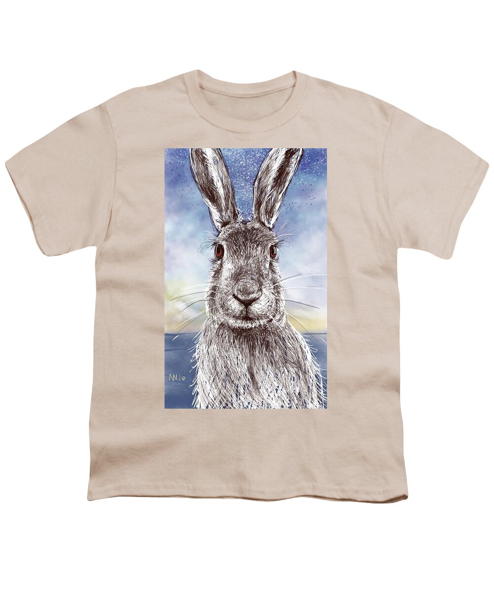 Bunny Youth T-Shirt featuring the digital art Mr. Rabbit by AnneMarie Welsh