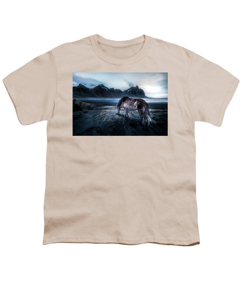 Iceland Youth T-Shirt featuring the photograph Mystic Icelandic Horse by Larry Marshall