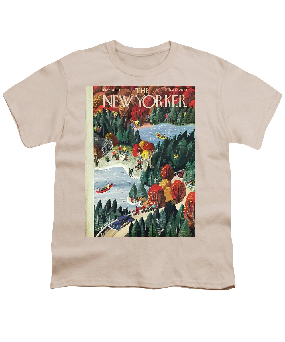 Fall Youth T-Shirt featuring the painting New Yorker October 18 1941 by Roger Duvoisin