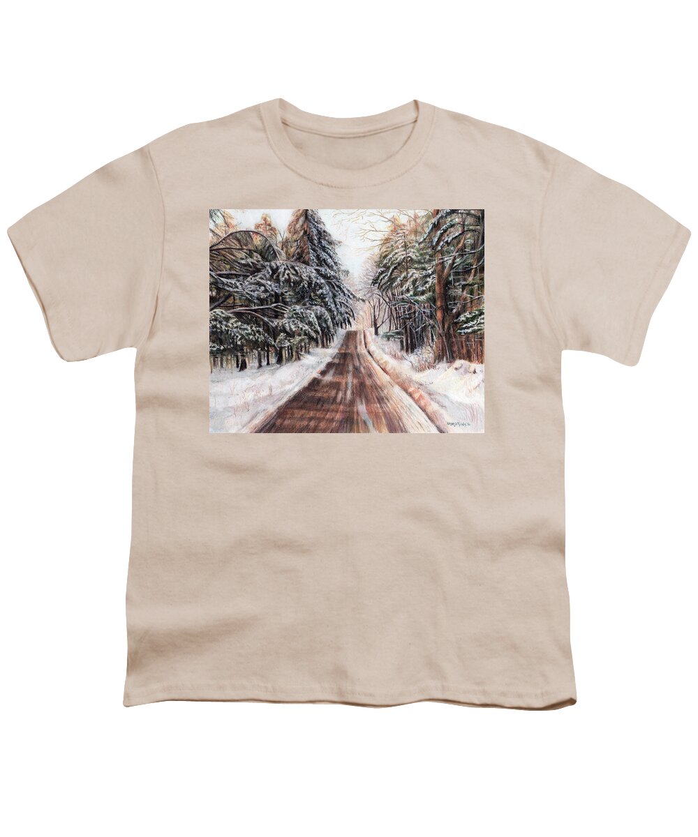 Winter Youth T-Shirt featuring the drawing Northeast Winter by Shana Rowe Jackson