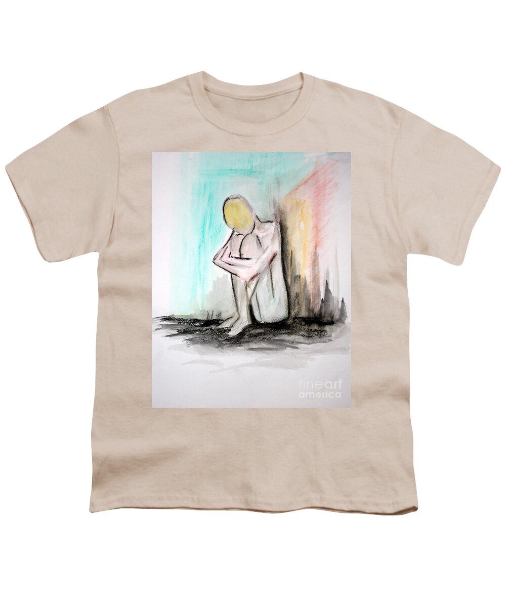 Sketch Class Paintings Youth T-Shirt featuring the painting Nude in watercolor 4 by Julie Lueders 
