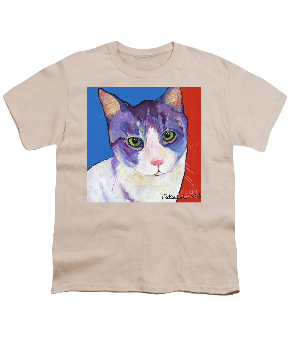 Green Eye Pussy Youth T-Shirt featuring the painting Nugget by Pat Saunders-White