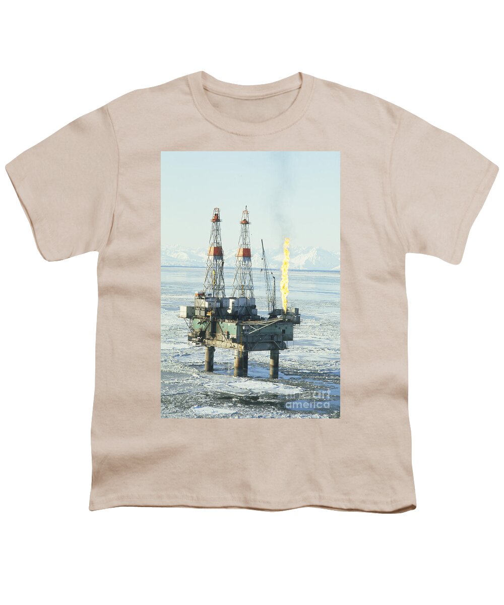 Oil Youth T-Shirt featuring the photograph Offshore Oil Wells, Alaska by Joseph Rychetnik