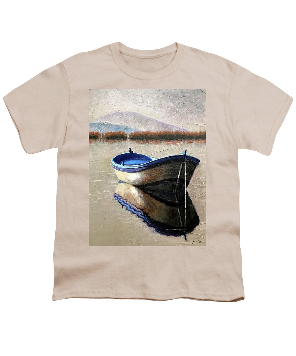 Boat Youth T-Shirt featuring the painting Old Boat by Janet King