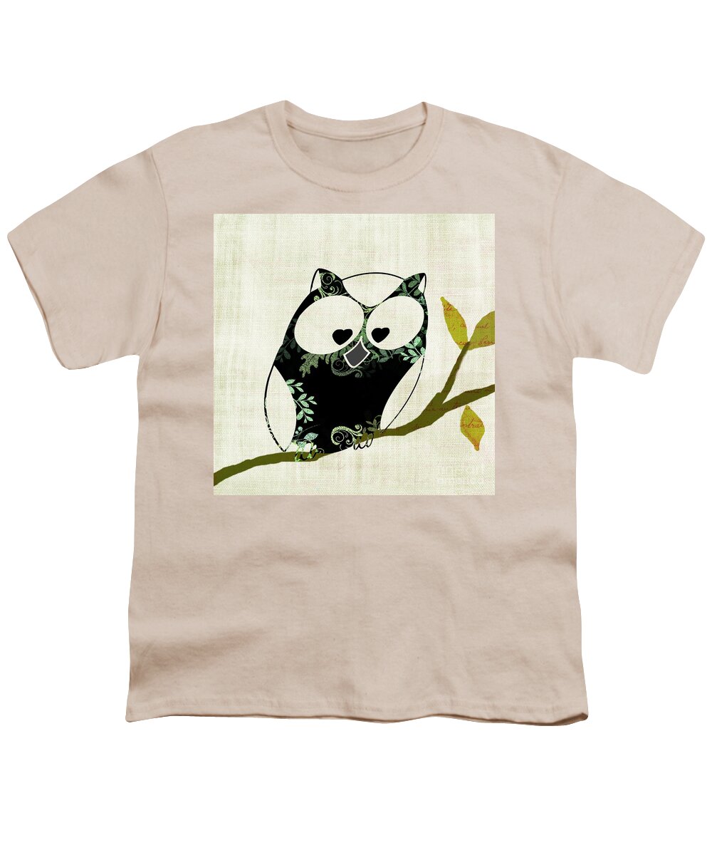 Owl Youth T-Shirt featuring the digital art Owl Design - 23a by Variance Collections