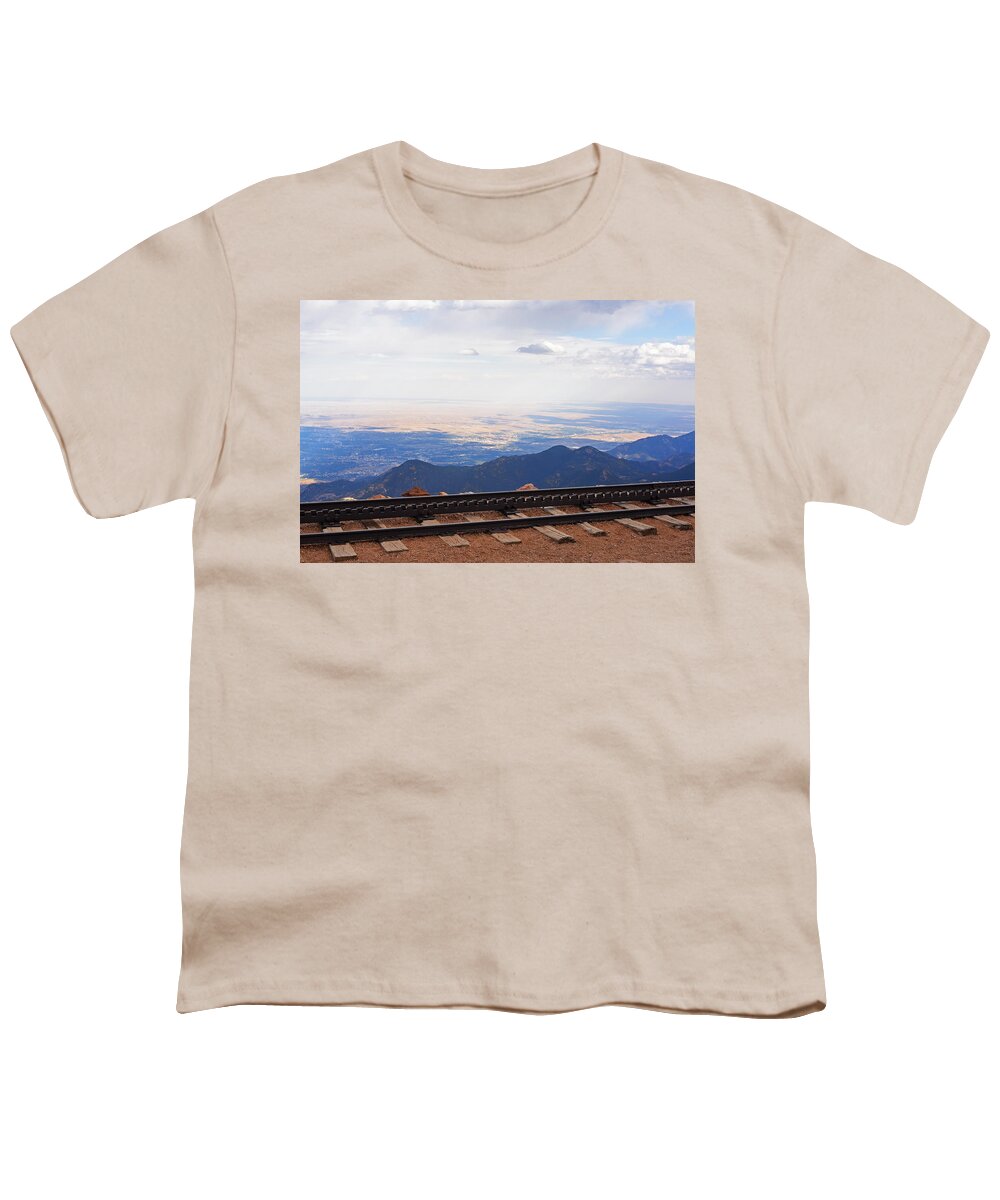 Pikes Youth T-Shirt featuring the photograph Pikes Peak Cog Rail Train Tracks Colorado 2 by Toby McGuire