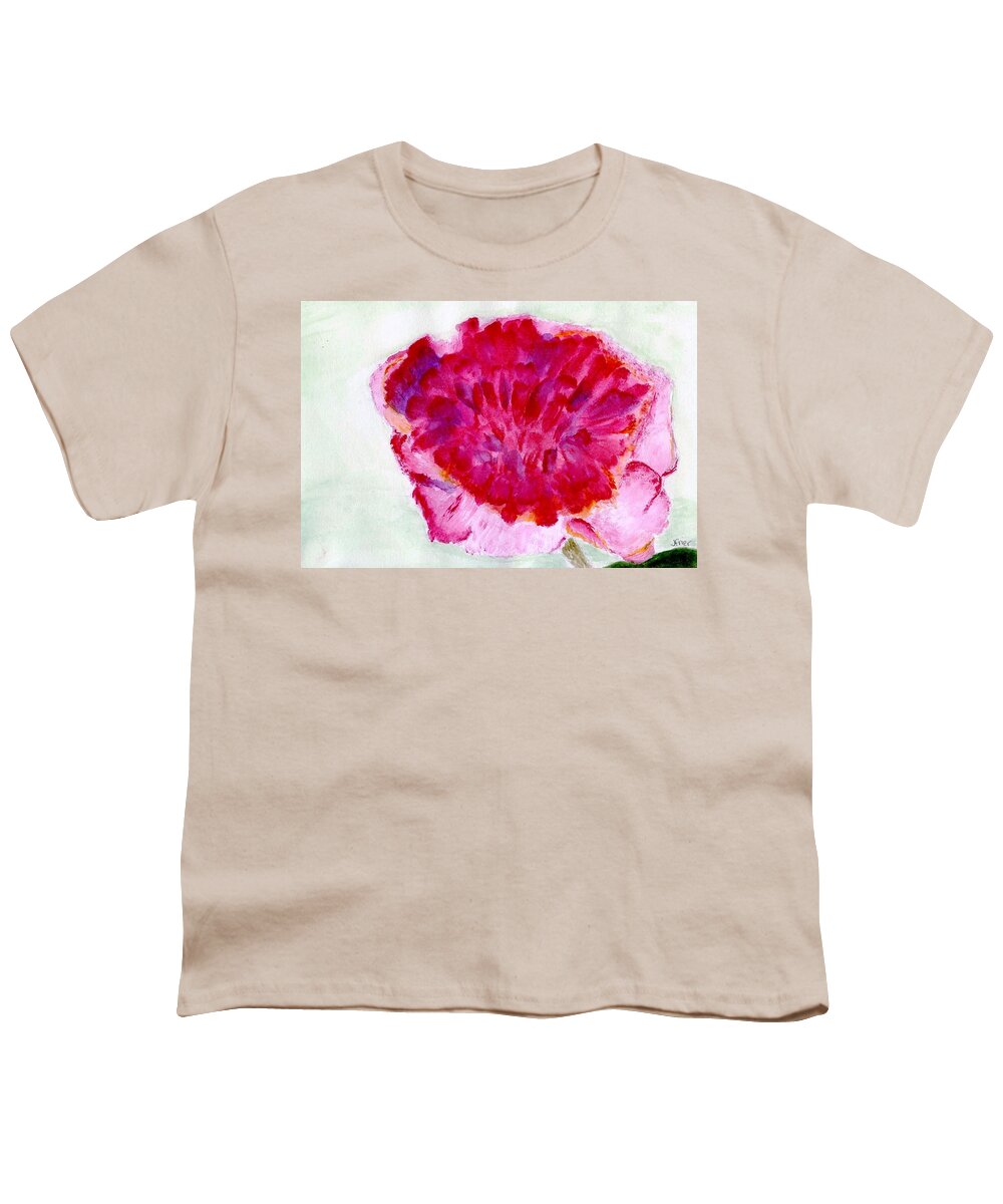 Pink Youth T-Shirt featuring the painting Pink Flower by Jamie Frier