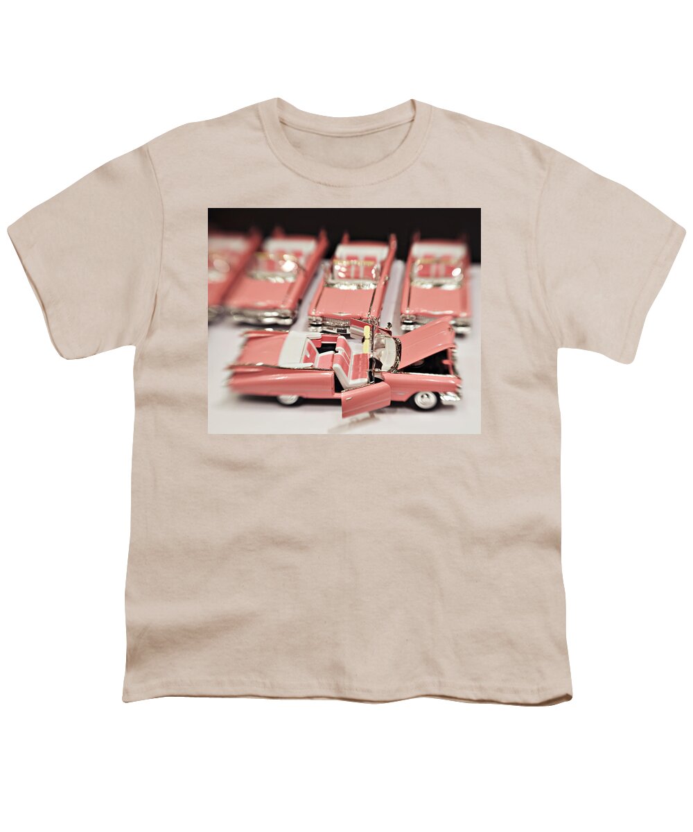 Americana Youth T-Shirt featuring the photograph Pink T-Bird by Marilyn Hunt