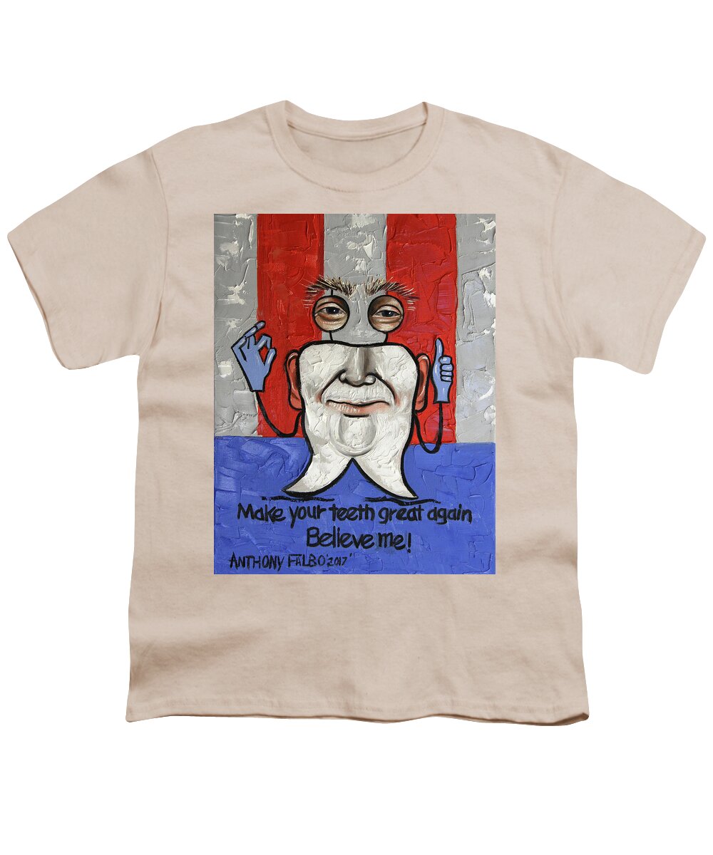  Dental Art Youth T-Shirt featuring the painting Presidential Tooth 2 by Anthony Falbo