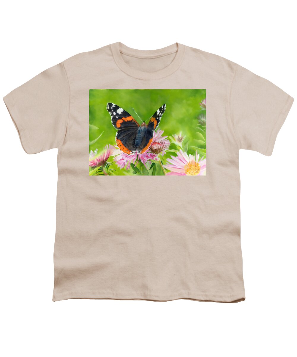 Red Admiral Youth T-Shirt featuring the painting Red Admiral by John Neeve