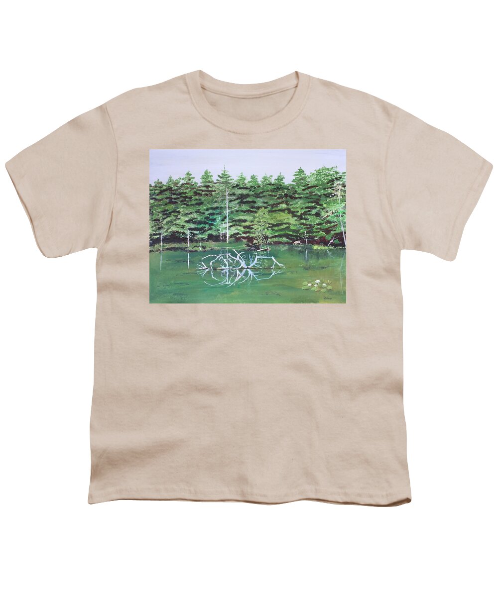 Water Youth T-Shirt featuring the painting Reflections by Christine Lathrop