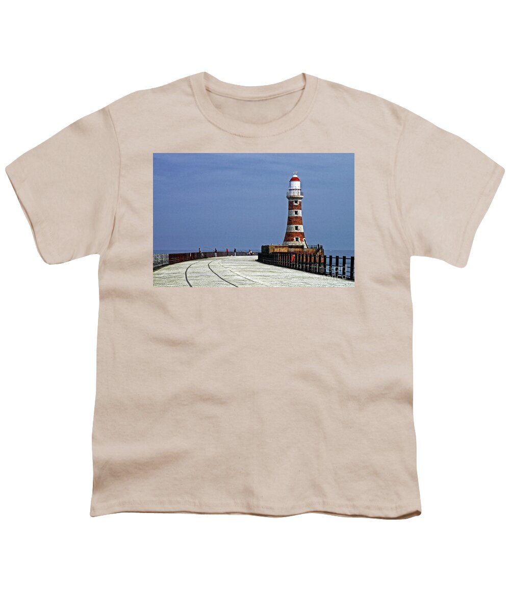 Roker Youth T-Shirt featuring the photograph Roker Lighthouse Sunderland by Martyn Arnold