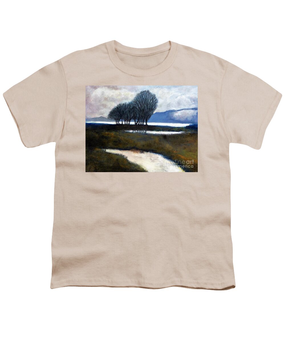 California Youth T-Shirt featuring the painting Salton Sea Trees by Randy Sprout