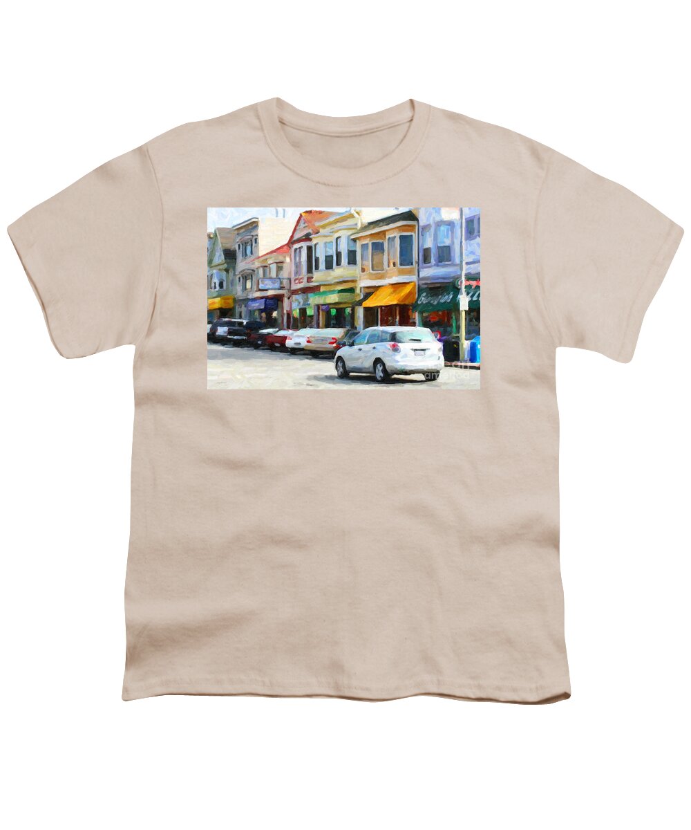 Cityscape Youth T-Shirt featuring the photograph San Francisco Clement Street 2 by Wingsdomain Art and Photography