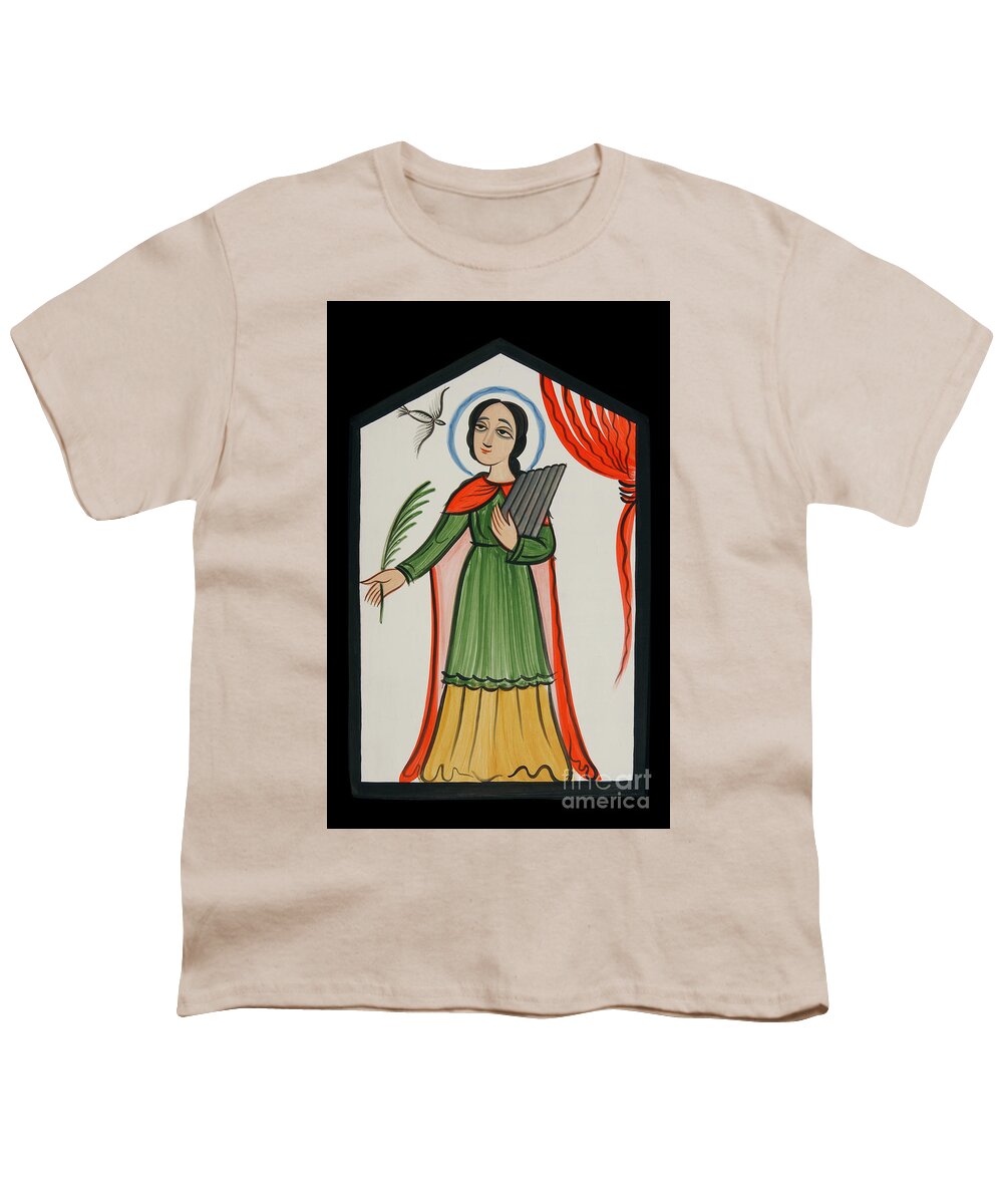 St. Cecilia Youth T-Shirt featuring the painting Santa Cecilia - St. Cecilia - AOCCL by Br Arturo Olivas OFS