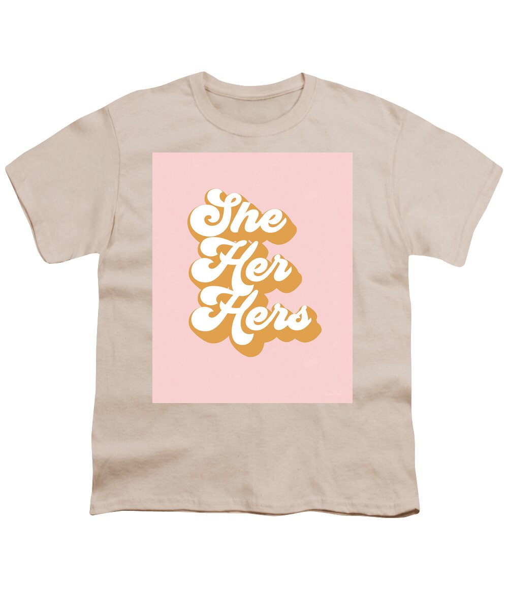 Pronoun Youth T-Shirt featuring the digital art She Her Hers- Pronoun Art by Linda Woods by Linda Woods
