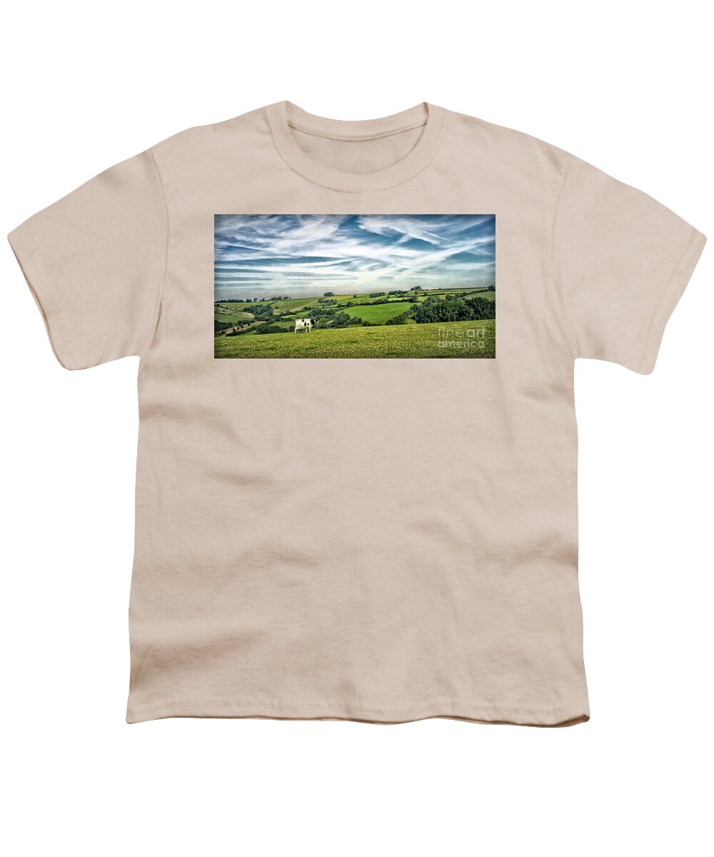 Sights Youth T-Shirt featuring the photograph Sights in England - Cow in Pasture by Walt Foegelle