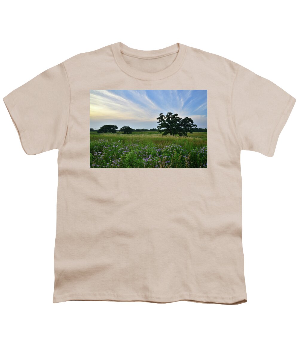 Black Eyed Susan Youth T-Shirt featuring the photograph Sky Lights Up at Silver Creek Conservation Area by Ray Mathis