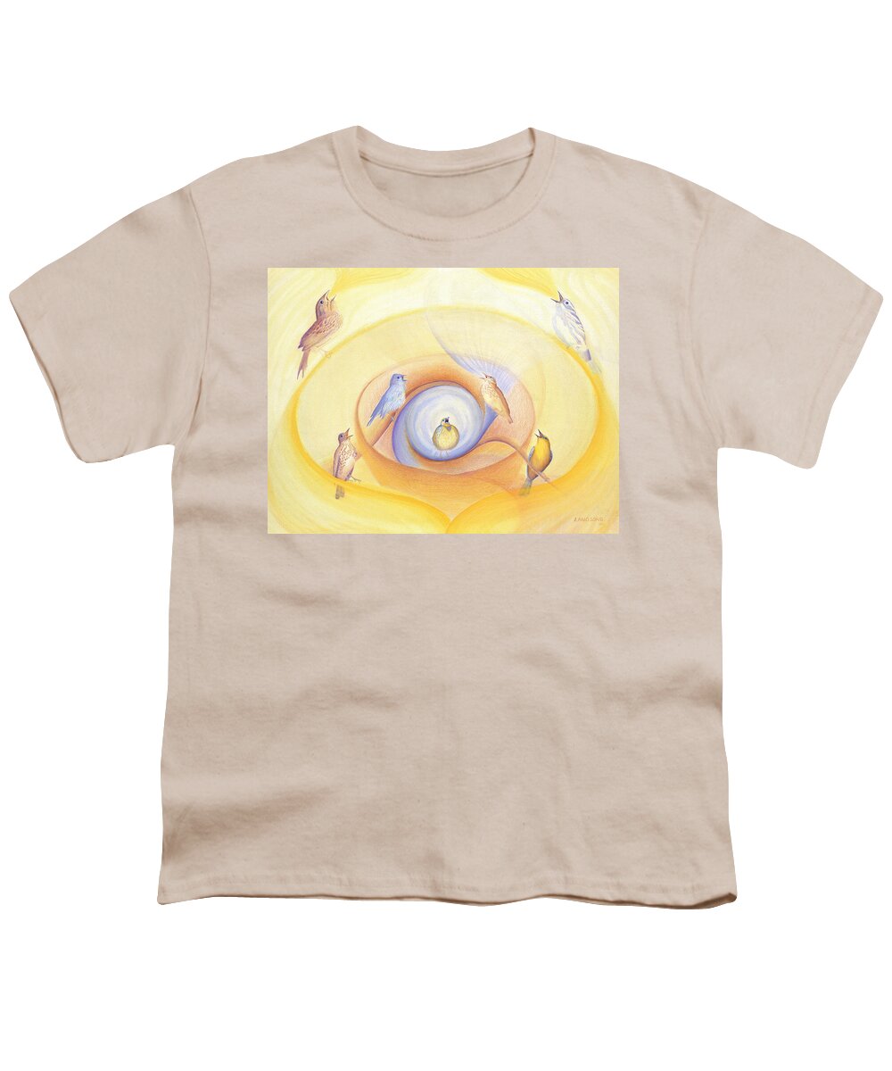 Birds Youth T-Shirt featuring the painting Song Birds Calling by Robin Aisha Landsong