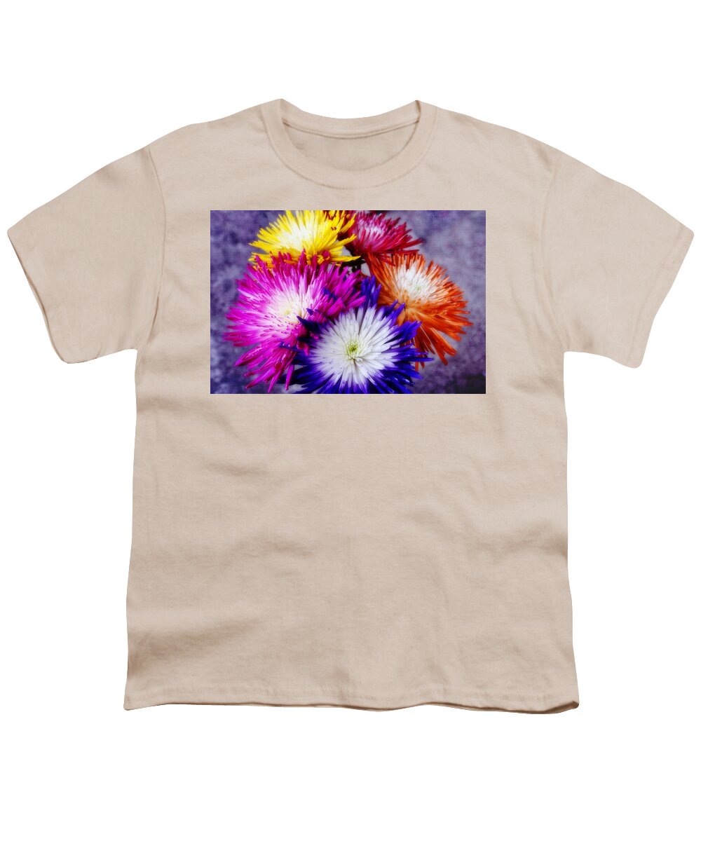 Flowers Youth T-Shirt featuring the photograph Spider Mums by Joan Bertucci