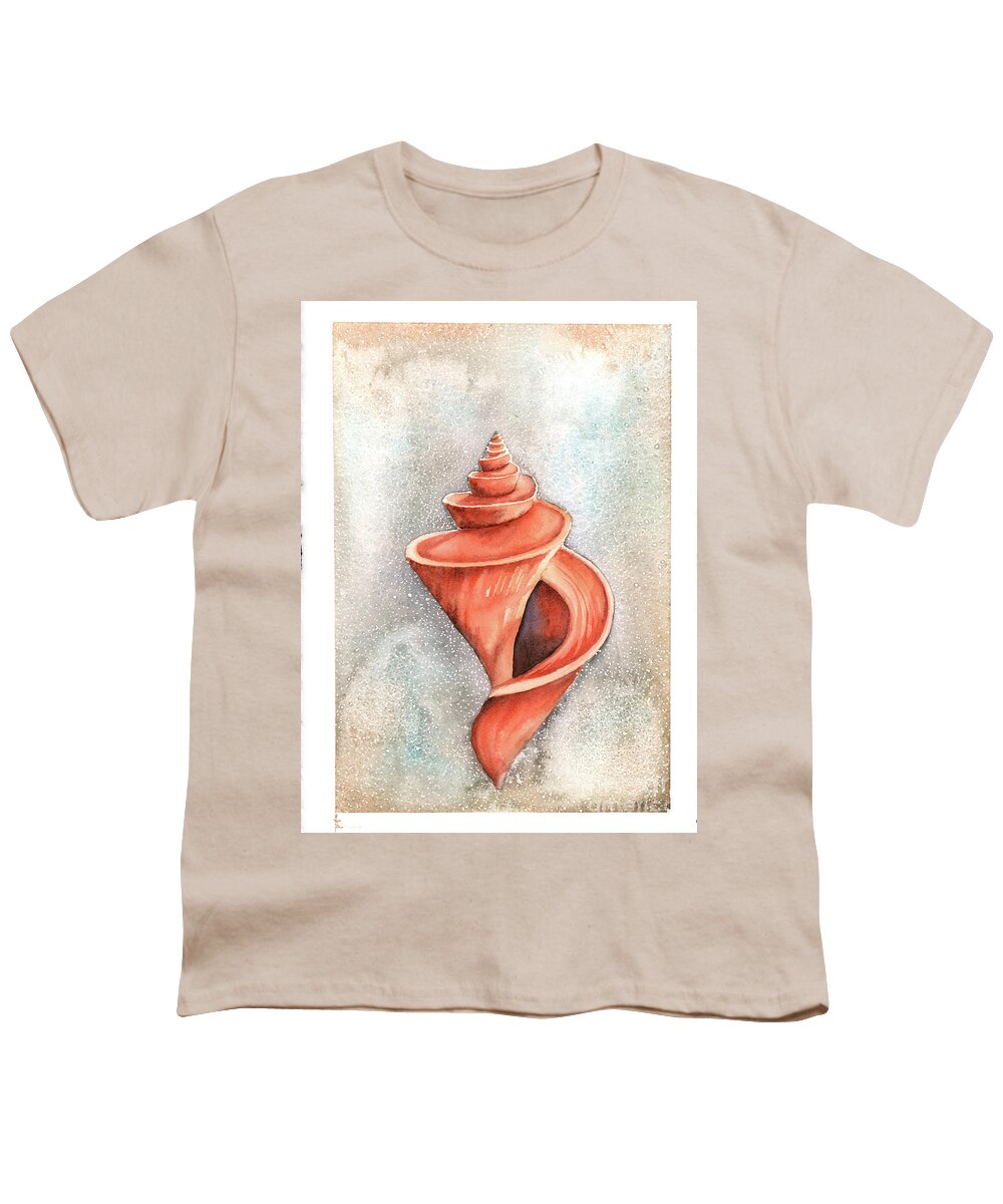 Seashell Youth T-Shirt featuring the painting Spiral Shell by Hilda Wagner