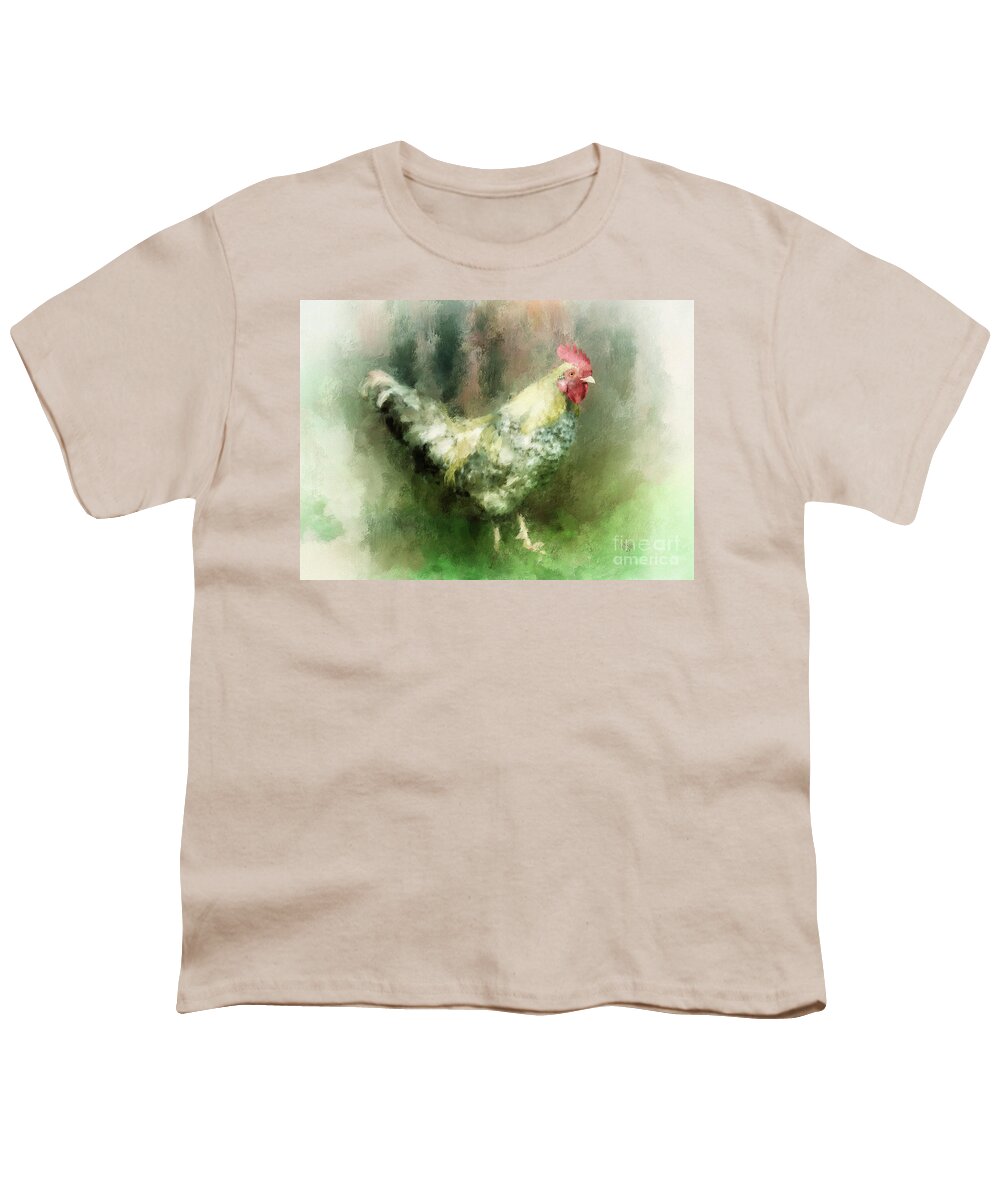 Chicken Youth T-Shirt featuring the digital art Spring Chicken by Lois Bryan
