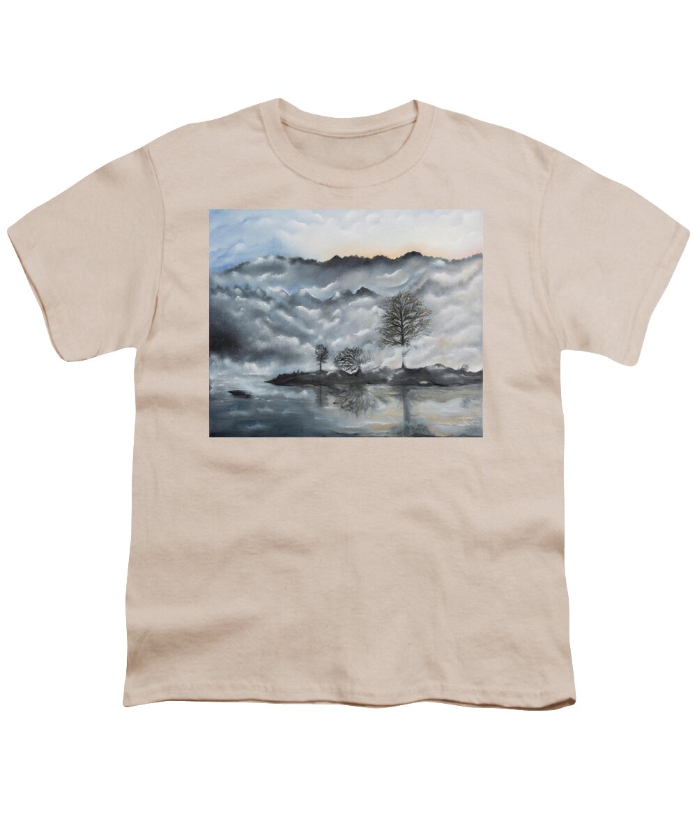 Lake Youth T-Shirt featuring the painting Stillness by Neslihan Ergul Colley