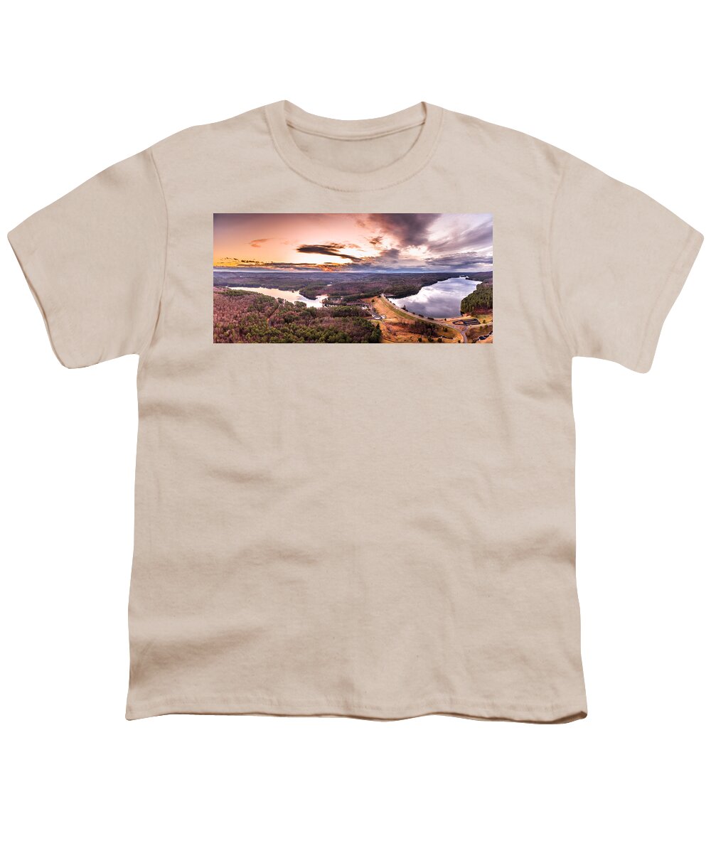 Saville Dam Youth T-Shirt featuring the photograph Sunset at Saville Dam - Barkhamsted Reservoir Connecticut by Mike Gearin