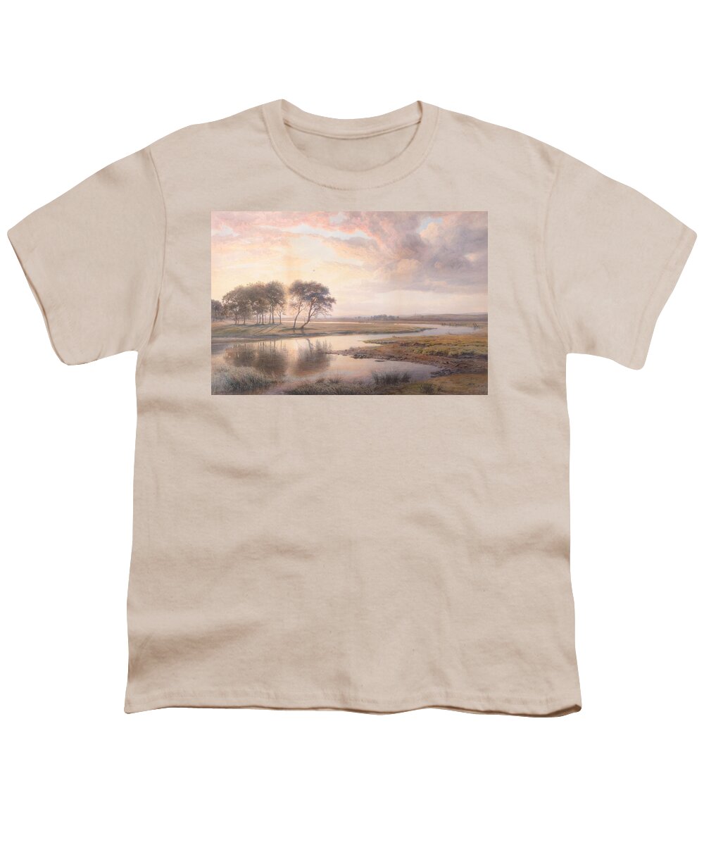 Henry Albert Hartland (1840-1893) Sunset On The Shannon Youth T-Shirt featuring the painting Sunset on The Shannon by Henry Albert