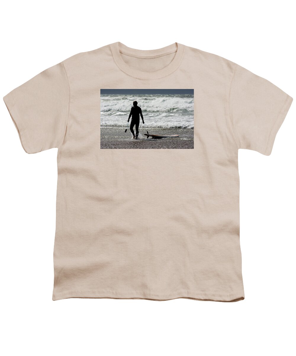 Surfer Youth T-Shirt featuring the photograph Surfer at the End of the Day by Andreas Berthold