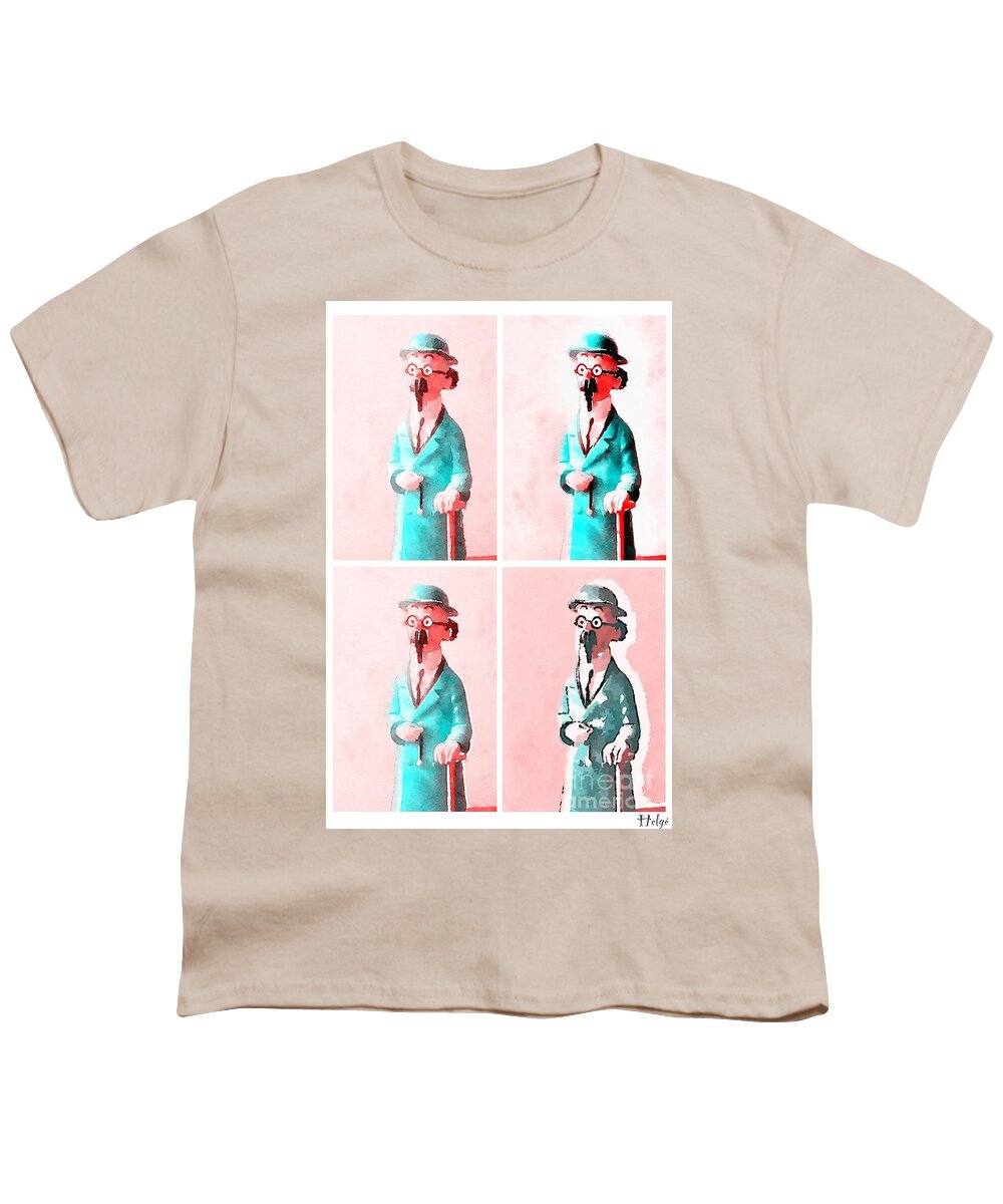 Professor Youth T-Shirt featuring the painting The Blue Professor by HELGE Art Gallery