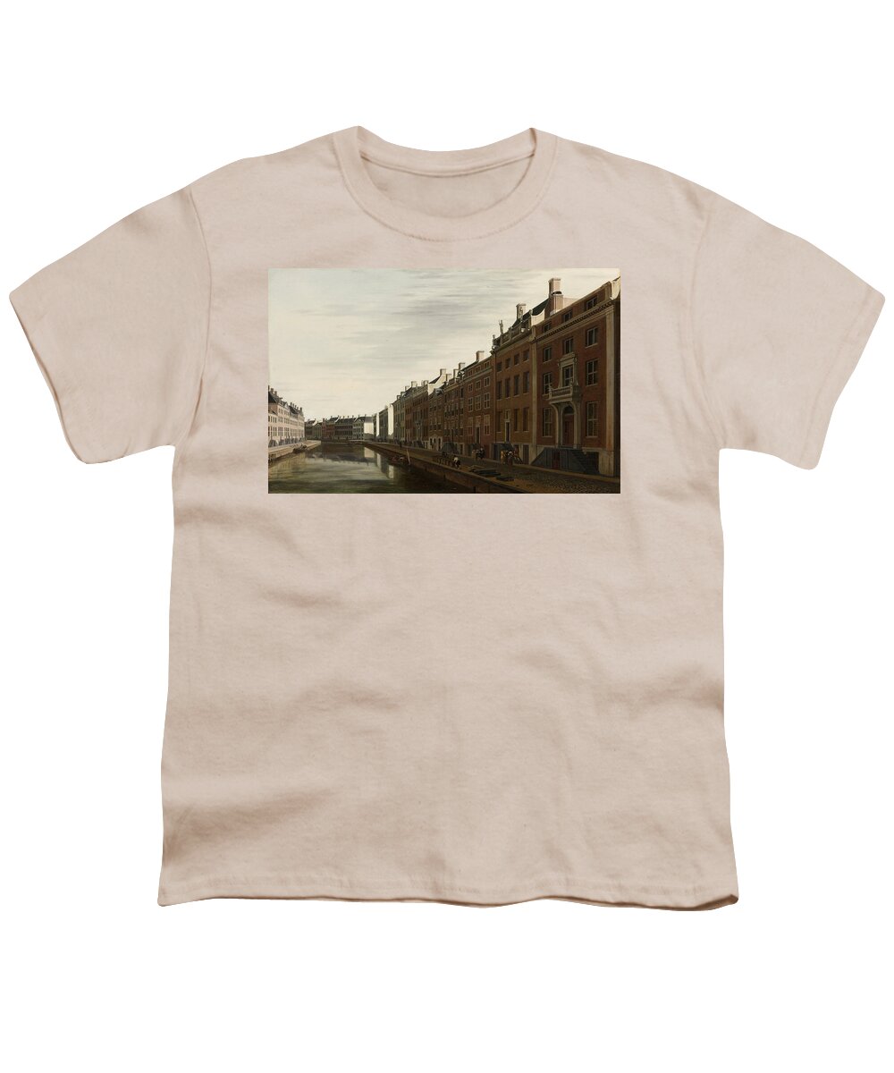 Painting Youth T-Shirt featuring the painting The Golden Bend in the Herengracht, Amsterdam, Seen from the West, 1672 by Vincent Monozlay