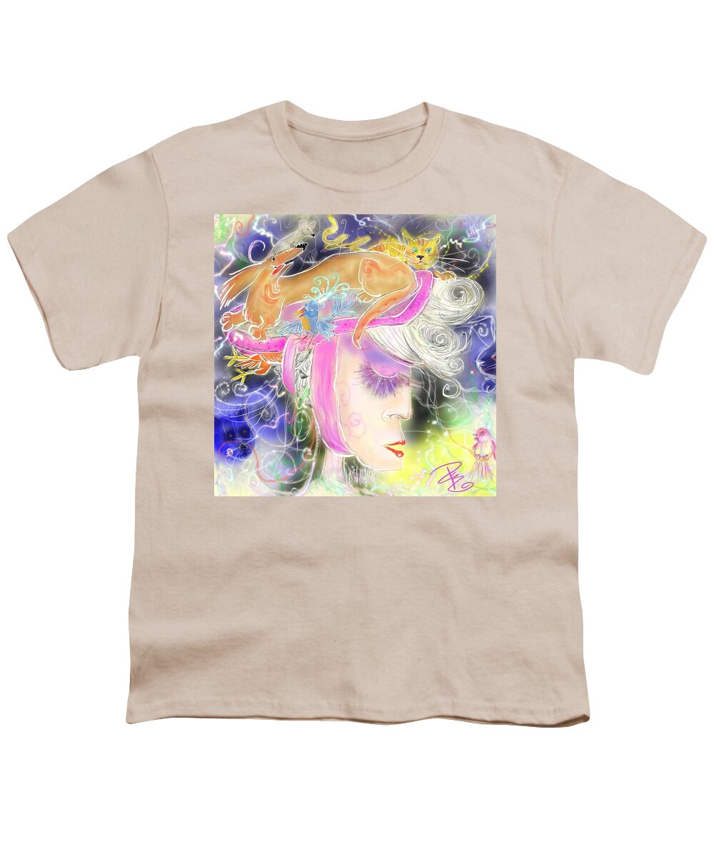 Adult Youth T-Shirt featuring the digital art The pet lady by Debra Baldwin
