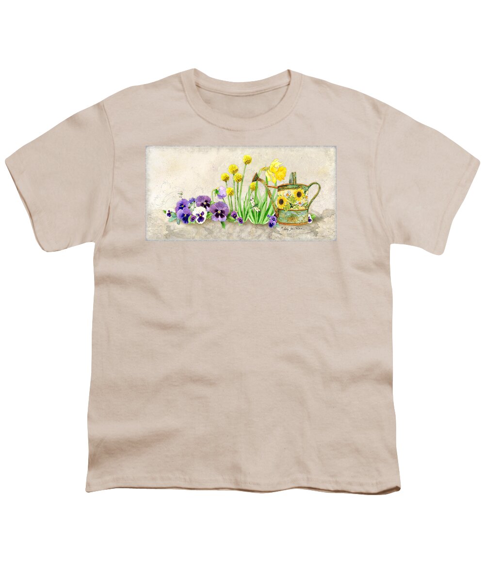 Pansy Youth T-Shirt featuring the painting The Promise of Spring - Pansy by Audrey Jeanne Roberts