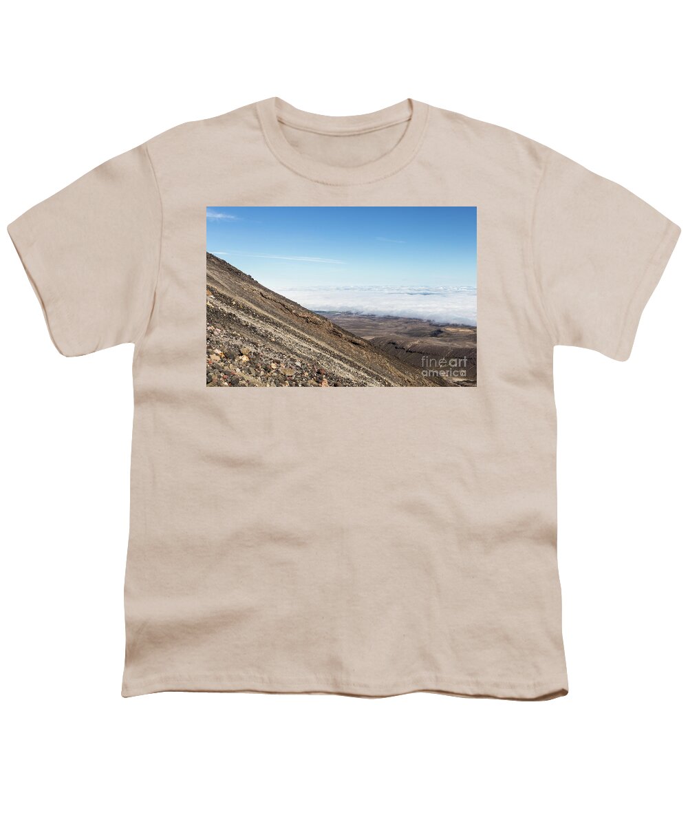 New Zealand Youth T-Shirt featuring the photograph The slope of the Ngauruhoe volcano on Tongariro tail in New Zeal by Didier Marti