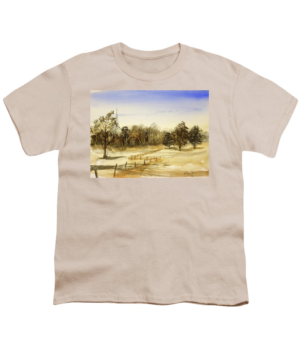 Watercolor Youth T-Shirt featuring the painting Trail Home by Barry Jones