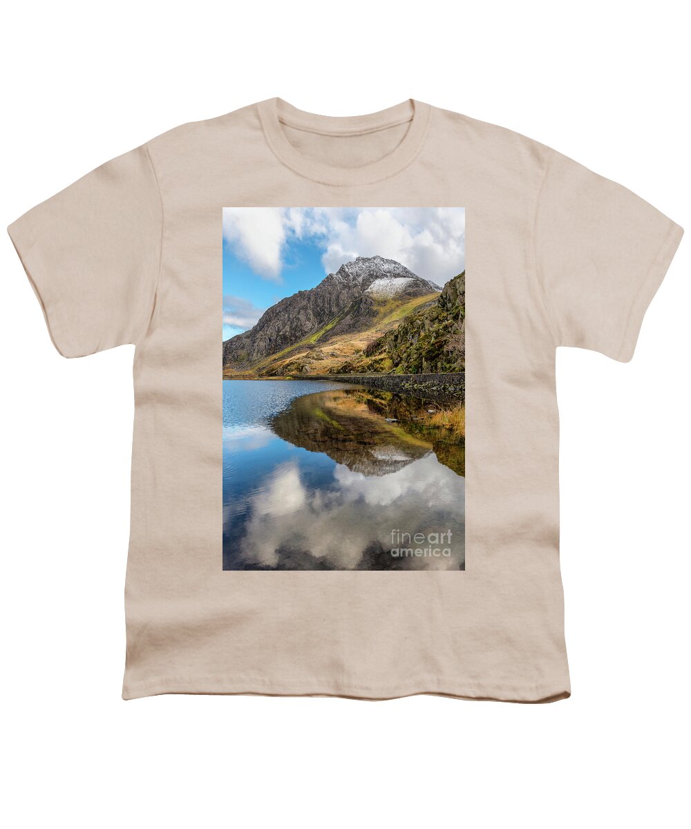 Llyn Ogwen Youth T-Shirt featuring the photograph Tryfan Mountain Snowdonia by Adrian Evans