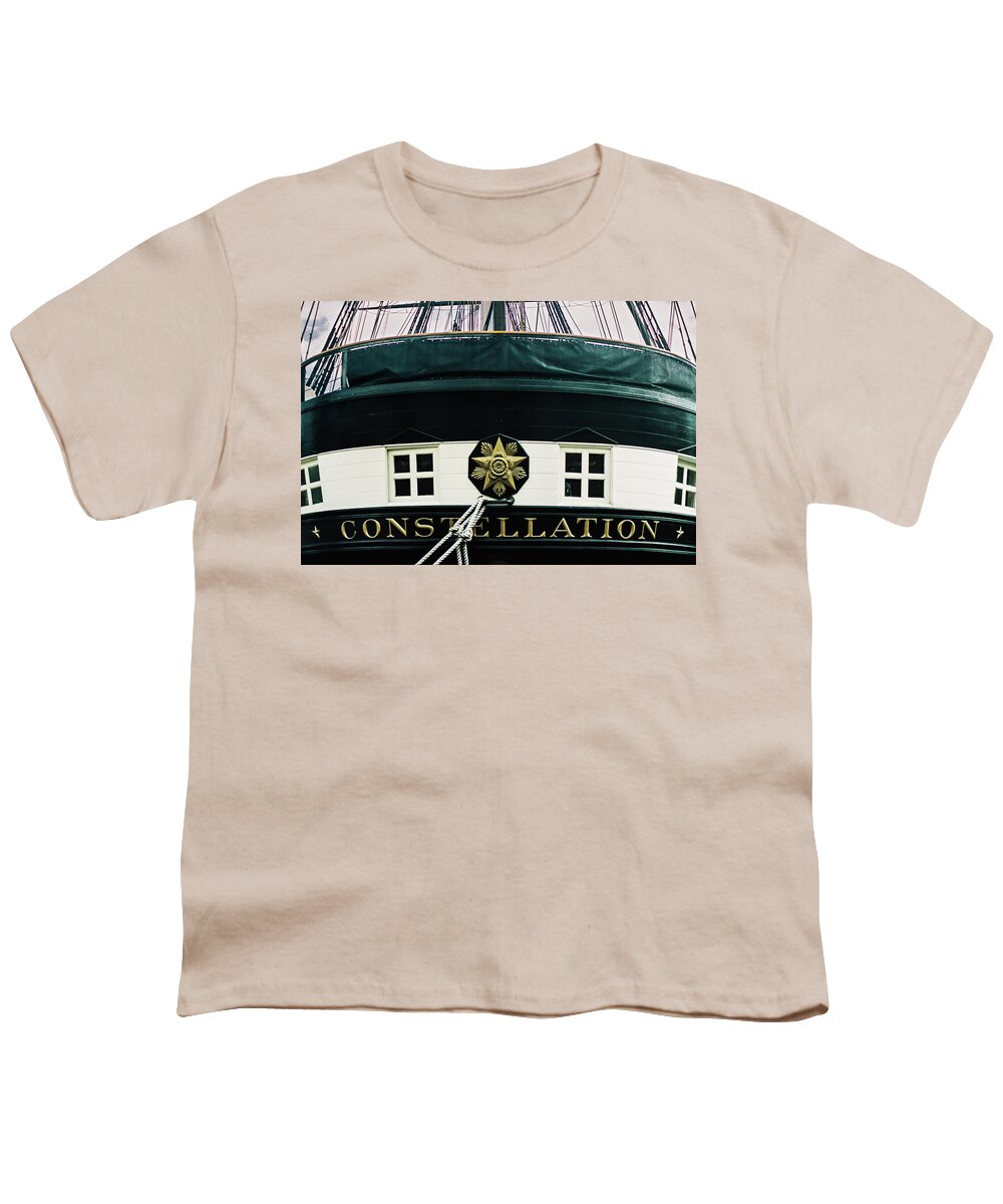 Ships Youth T-Shirt featuring the photograph USS Constellation by Stewart Helberg
