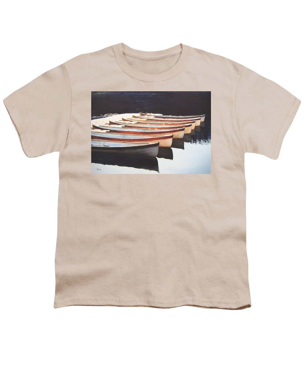 Landscape Youth T-Shirt featuring the painting Waiting by Barbara Pease